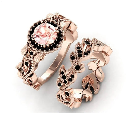 DANA 2 Pieces/set Exquisite Rose Gold Zircon Ring