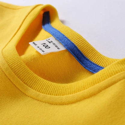 Spring Cotton Plain Hoodies Tops 3-10 Years Long Sleeve T-shirt