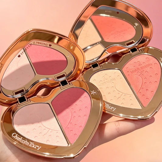 Charlotte Tilbury CT Two-color Heart-shaped Blusher Naturally High-gloss Liquid Powder Set Brightening Pearlescent Glow Powder