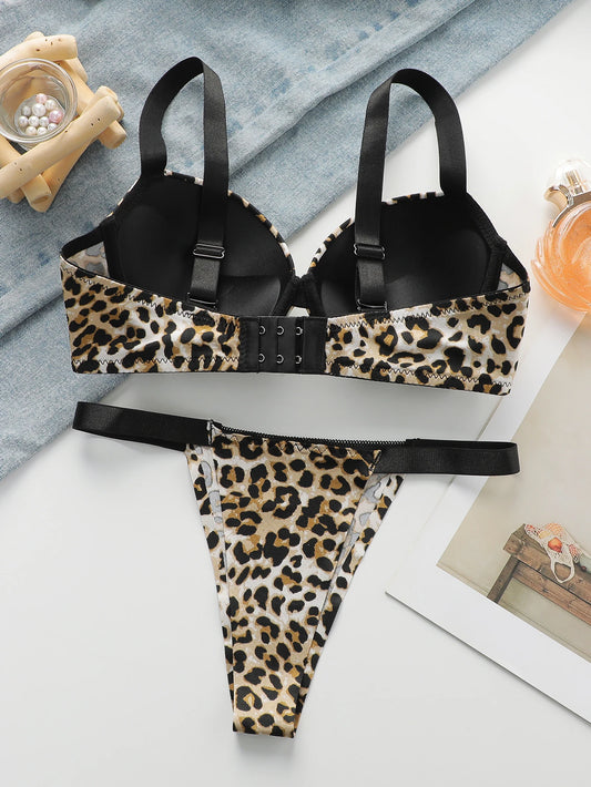 Sexy leopard print bra set lingerie