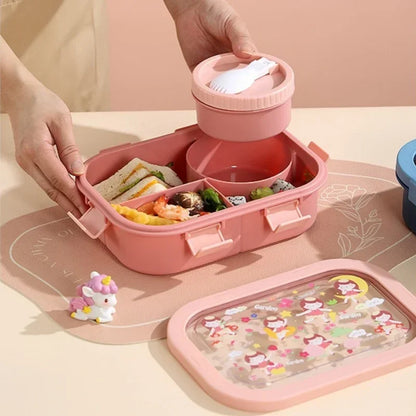 1000/1350ml Cartoon Lunch Box with Soup Bowl Bento Box