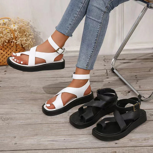 Leather Casual Comfortable Thick-sole Roman Sandals