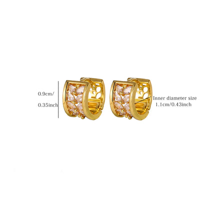 Double Sided Letter Round Crystal Halo Huggie Hoop Earring