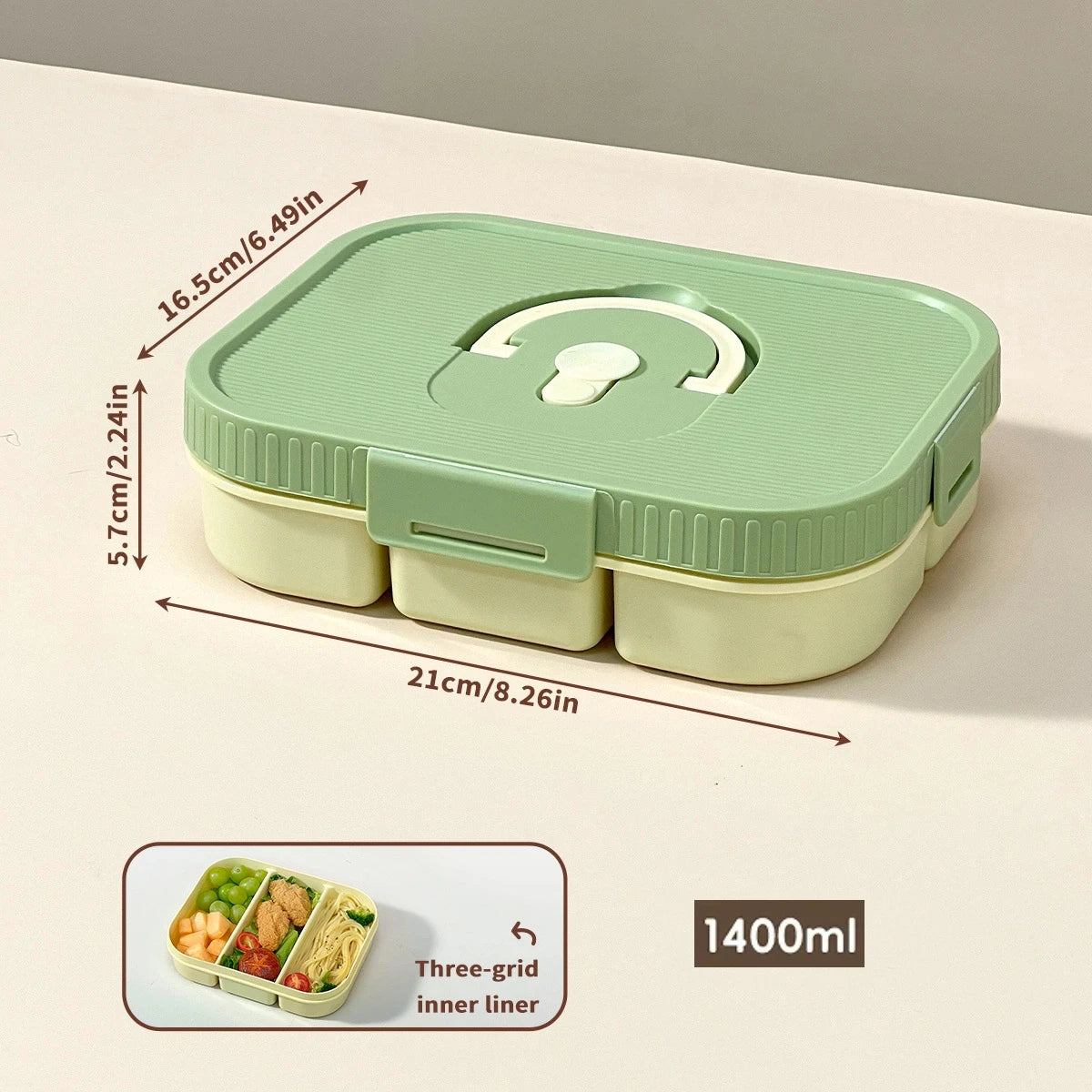 Microwave Plastic Divided Lunch Box With Handle Camping