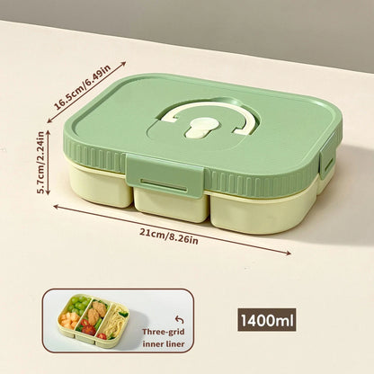 Microwave Plastic Divided Lunch Box With Handle Camping