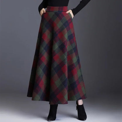 Thickened Woolen Plaid Mini Skirt
