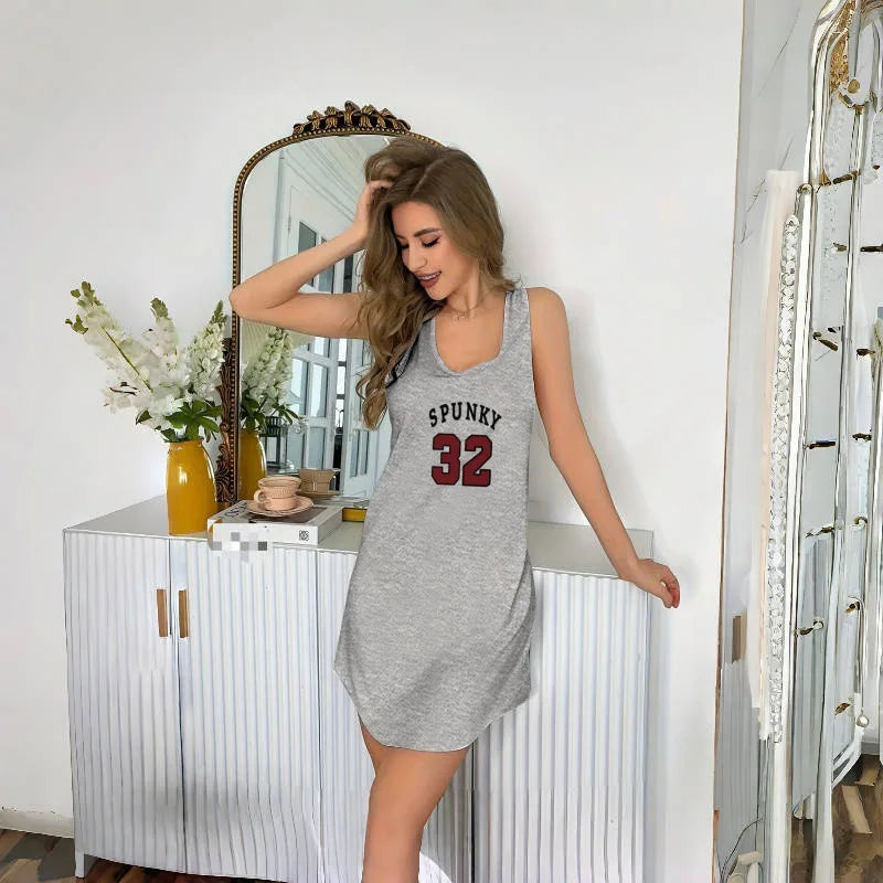 Nightgowns Letter Printed Sexy Casual Pajamas