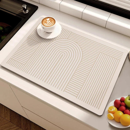 Minimalist Lines Diatom Mud Dish Drying Mat