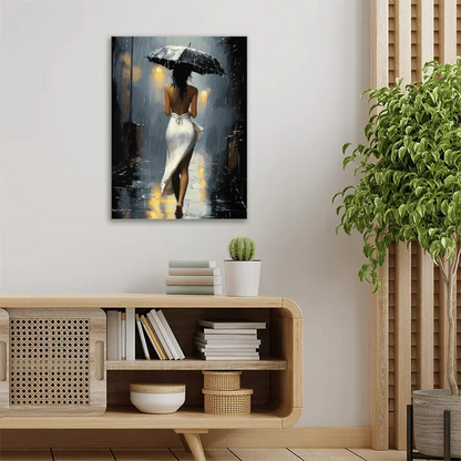 Romantic Rainy Night Canvas Art with Unframes