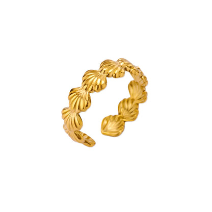Stainless Steel Starfish Open Rings Gold Geometric Adjustable Ring