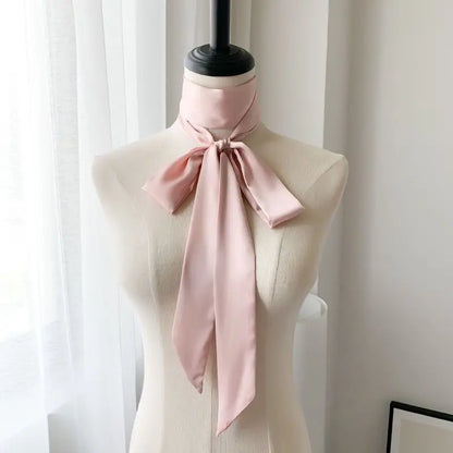 5x200cm Satin Silk Narrow Scarf Neckerchief Solid Neck Scarves Long Silk Thin Scarf