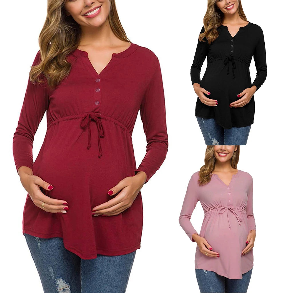Maternity Long Sleeve T-shirt For Breastfeeding