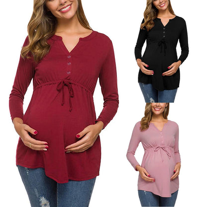 Maternity Long Sleeve T-shirt For Breastfeeding
