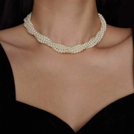 Vintage Multilayer Pearl Choker Necklaces