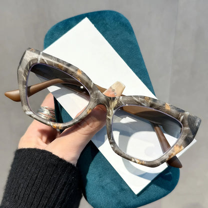 Oversized Flora Printed Large Frame Hyperopia Unisex  Cat Eye Eyeglasses
