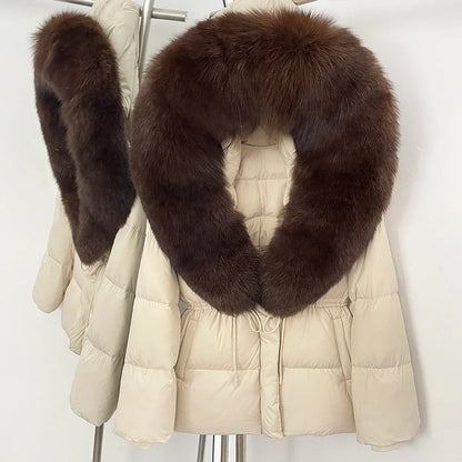 Real Fox Fur Puffer Jacket Coat