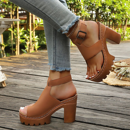 High Heel Thick Heel Open Toe Casual Plus Size Sandals