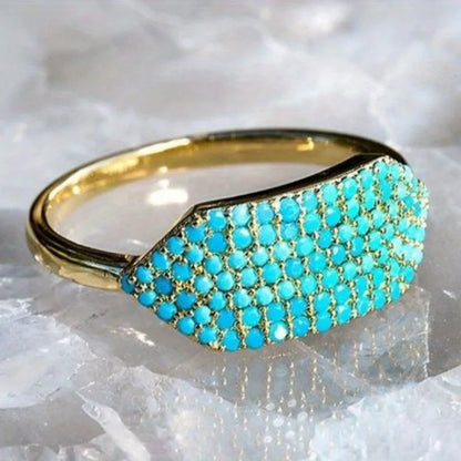 Ethnic Silver Color Inlaid Imitation Geometry Ring