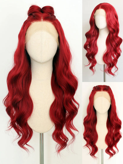 Long Wavy White Synthetic Lace Front Wig