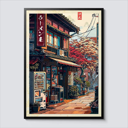 Japanese Tokyo Teahouse Cartoon Canvas Print