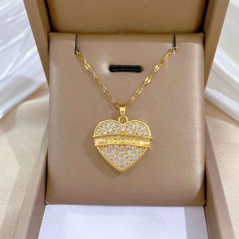 Heart Stainless Steel Zirconia Necklaces
