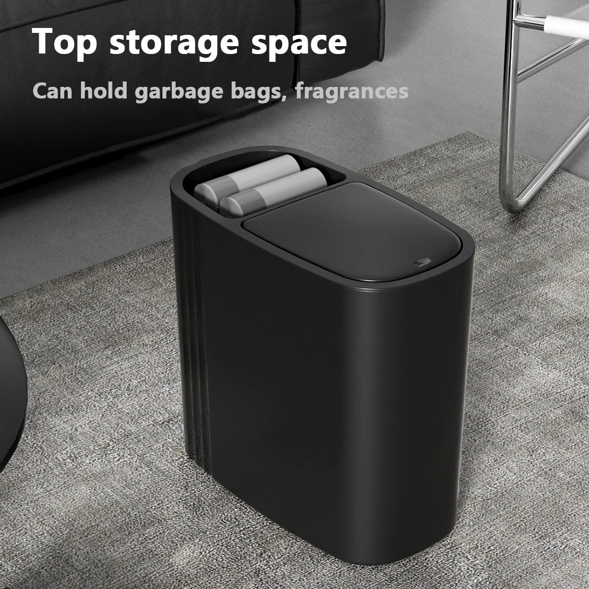 Large Capacity Bathroom Trash Can with Lid Odor