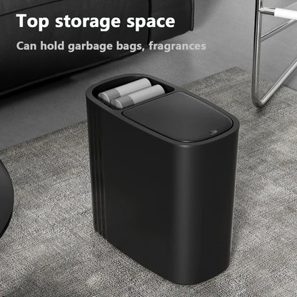 Large Capacity Bathroom Trash Can with Lid Odor