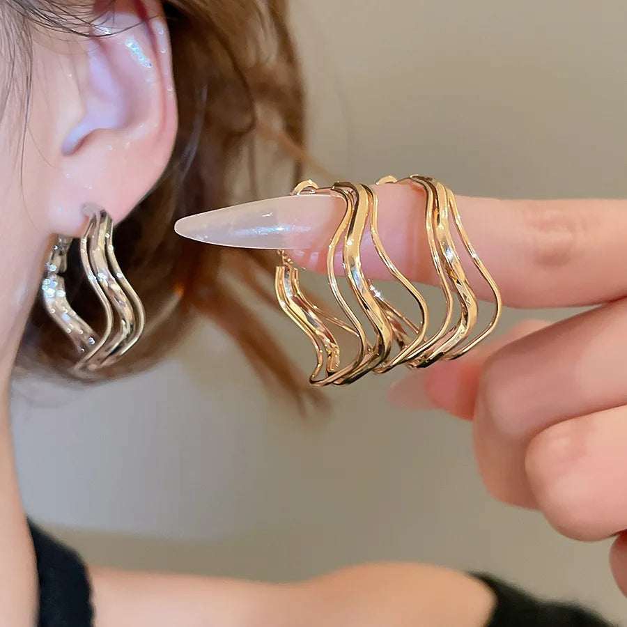 Multi-layer Twisted Metalic Hoop Earrings