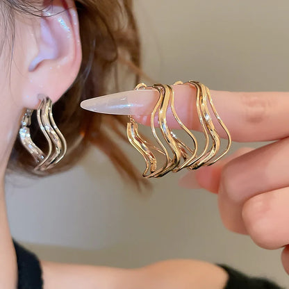 Multi-layer Twisted Metalic Hoop Earrings