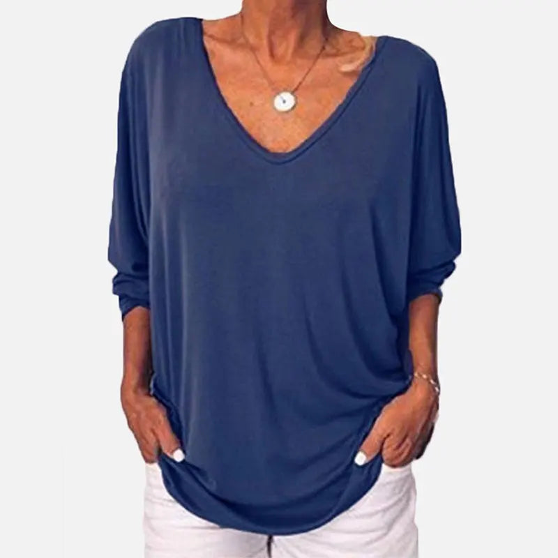 Plus Size Loose Three-Quarter Sleeve Shirt