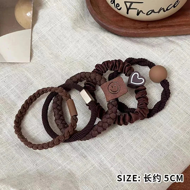 5/10pcs Simple Heart Ball  Scrunchie  Ties Ropes