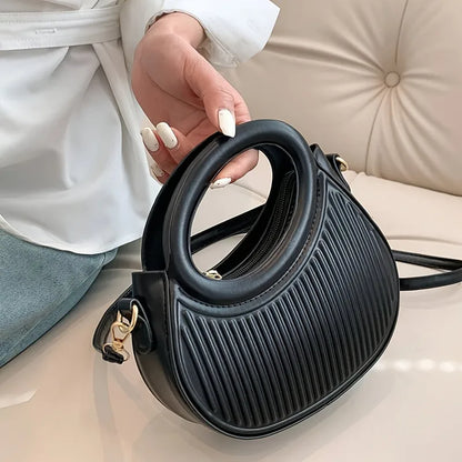 Chic Stripe Crossbody Elegant Synthetic Leather Handbag
