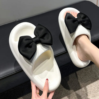 Bow Tie Thick Soft Sole Slippers