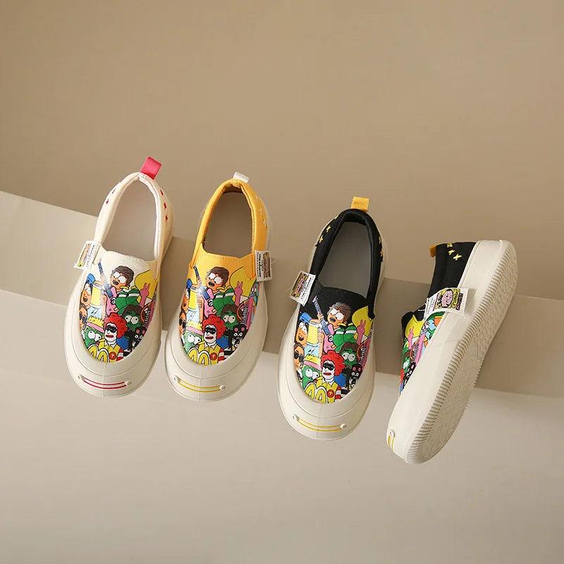 Platform Vulcanized Thick Sole Canvas Loafers Graffiti Sneakers