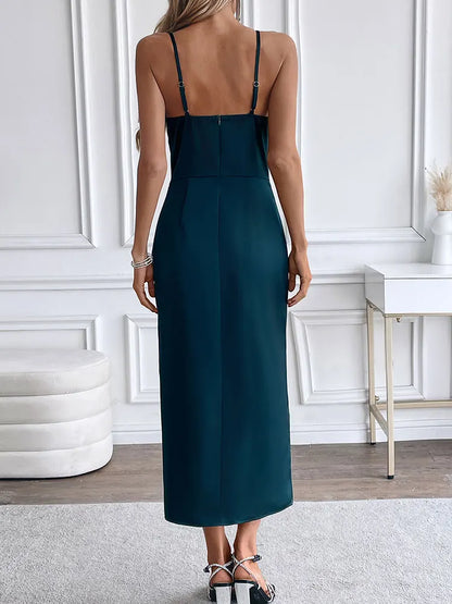 Sling Solid Sexy Backless Elegant Dress