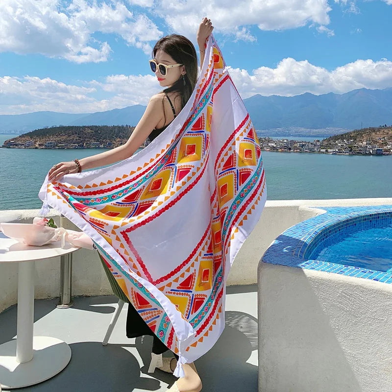 Travel Beach Sunscreen Scarva Bikini Large Shaw Swimsuit Cover-ups