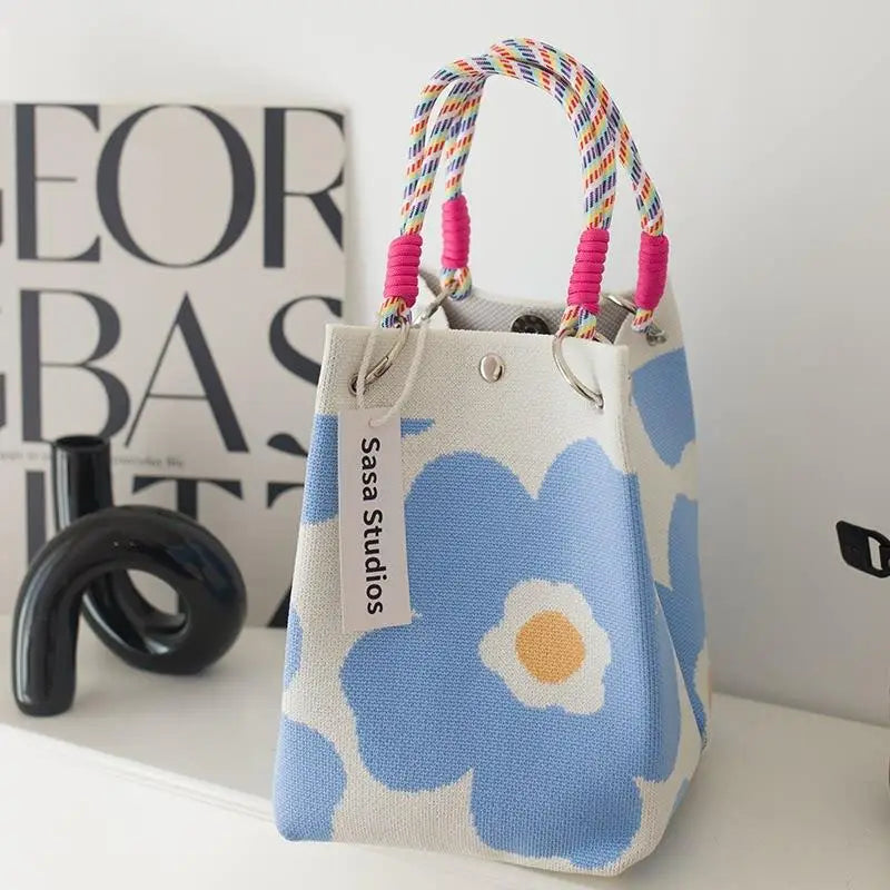 Versatile Cute Knitted Handbag With 3D Magnetic Snap Handbag Clutch Bag