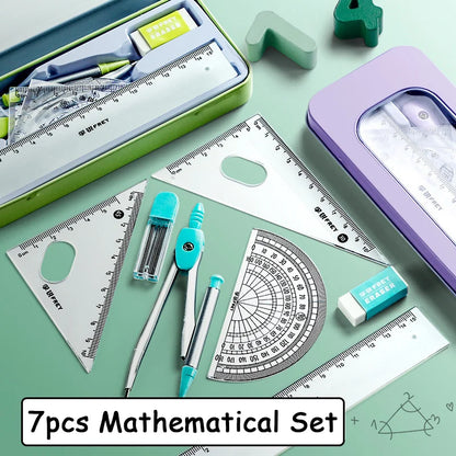 7 Pcs/set Mathematical Rulers Set Multi-function Professional Compass Ruler
