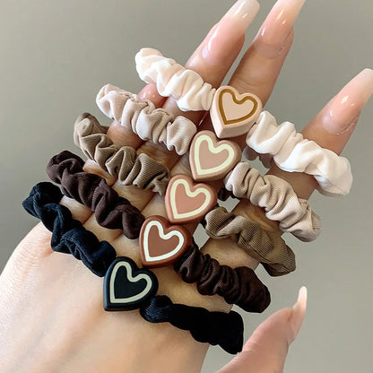 5/10pcs Simple Heart Ball  Scrunchie  Ties Ropes
