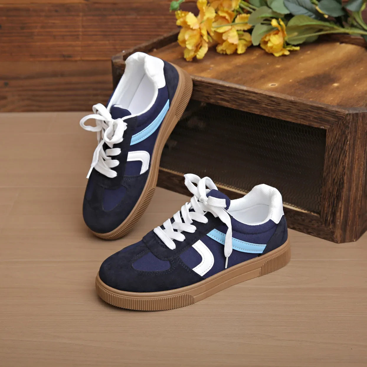 Flat Bottom Mixed Colors Rubber Sole Sneakers