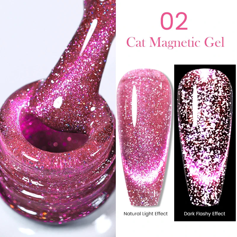 Sparkling Glass Bead Cat Magnetic Gel Nail Polish