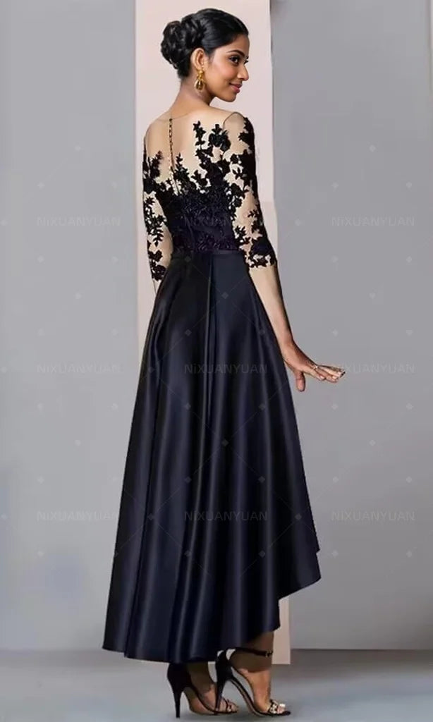 V-Neck Satin Asymmetrical Elegant Dress