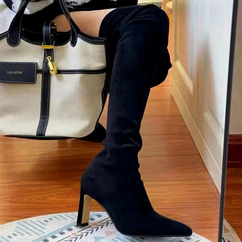 Black Stretch Skinny Sexy Boots