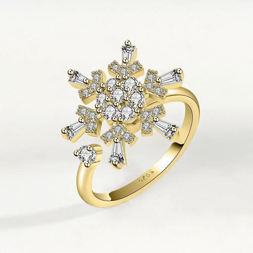DANA 925 Silver Sunflower Diamond Zircon Ring