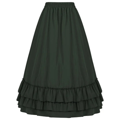 Brown Ruffled High Waisted Long Victorian Skirt