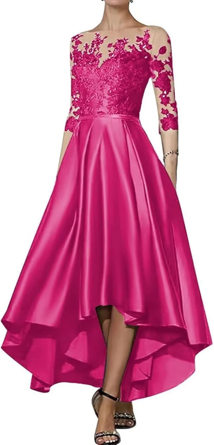 V-Neck Satin Asymmetrical Elegant Dress