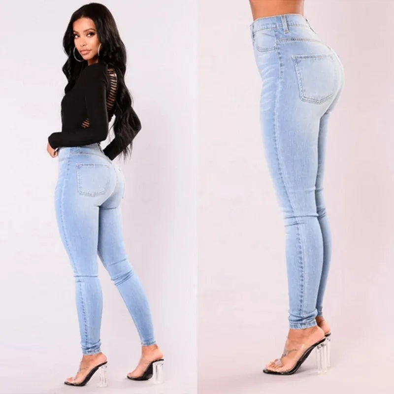 Jeans ajustados de cintura alta elásticos y sexis