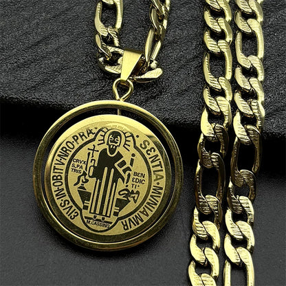 Colorful Crystal Saint Benedict Medal Necklace