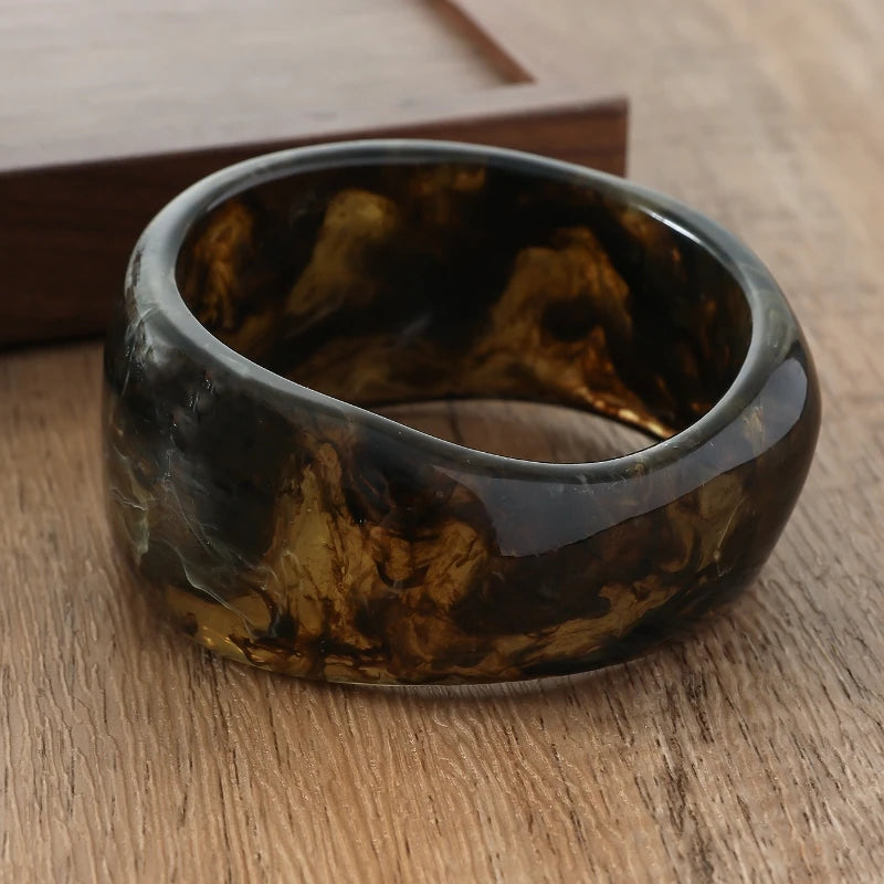 DANA Coffee Thick Resin Bangles Geometric Bracelets