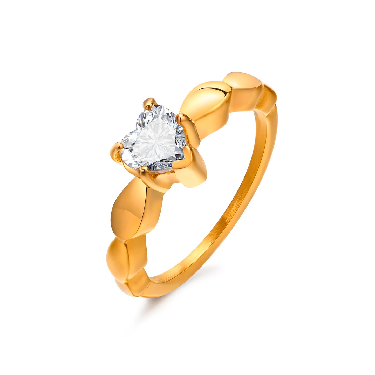 Romantic Heart CZ Stone Couple Rings